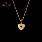 Stoffmuster Herz Charm Halskette 5849