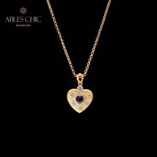 Stoffmuster Herz Charm Halskette 5849