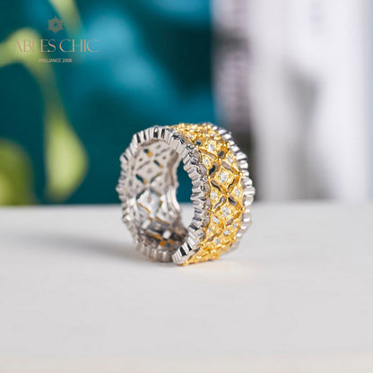 Offener Ring mit Waben-Laubsägearbeit 5857
