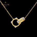 Halskette mit ineinandergreifenden Ringen und Seidenmuster 5861