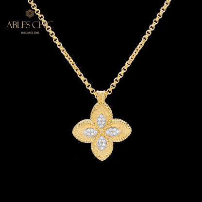 Halskette mit Kleeblatt und Zirkonia-Pavé 6126