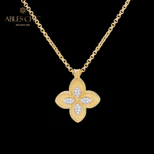 Halskette mit Kleeblatt und Zirkonia-Pavé 6126