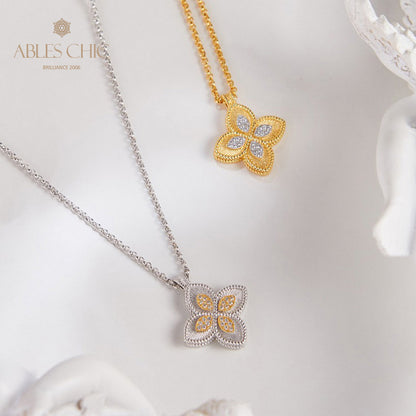 Halskette mit Kleeblatt und Zirkonia-Pavé 6126