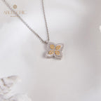 Halskette mit Kleeblatt und Zirkonia-Pavé 6126