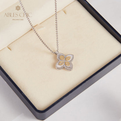 Halskette mit Kleeblatt und Zirkonia-Pavé 6126