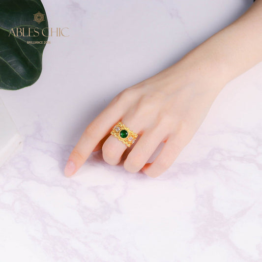 Floraler Filigran-Smaragdring 5077