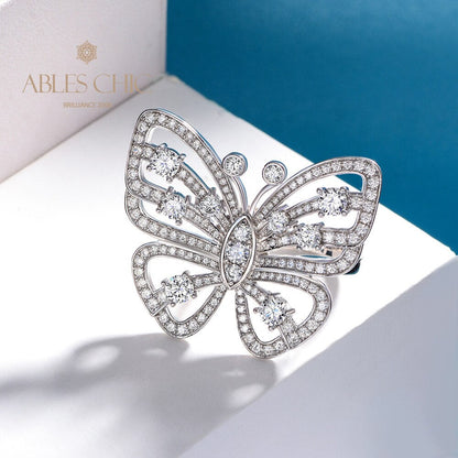 Statement-Ring mit gepflastertem Riesenschmetterling R1249