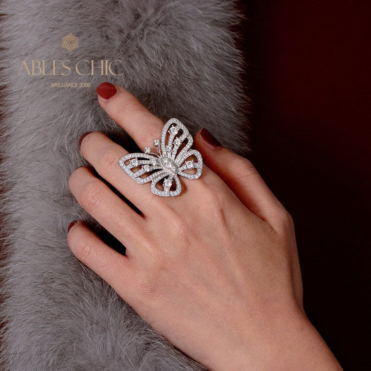 Statement-Ring mit gepflastertem Riesenschmetterling R1249