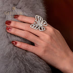 Statement-Ring mit gepflastertem Riesenschmetterling R1249