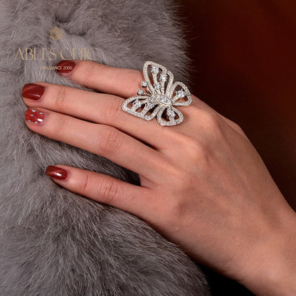 Statement-Ring mit gepflastertem Riesenschmetterling R1249