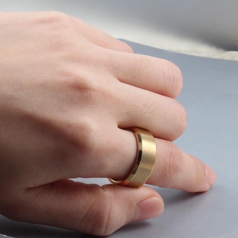 Gold Tungsten Engagement Ring Brushed Flat Black Wedding Band Plated Wholesale 8mm - Ables Mall