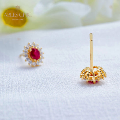 Natürliche Rubin-Blumenohrringe 5816