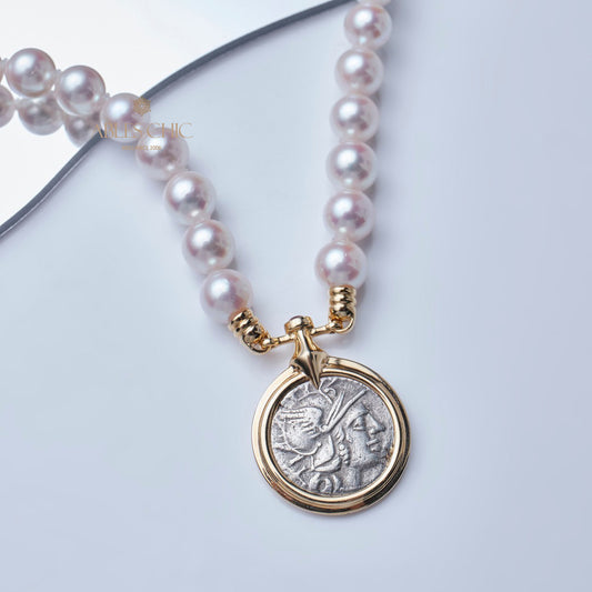 Byzantinische Athena-Münze, Akoya-Perlenkette