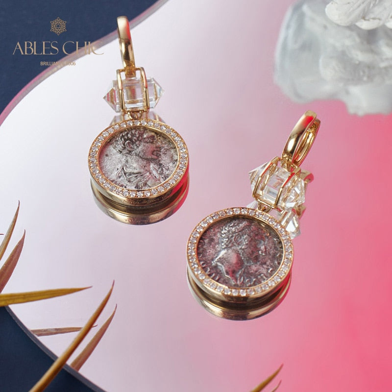 Diamant-Halo-Medaillon-Ohrringe