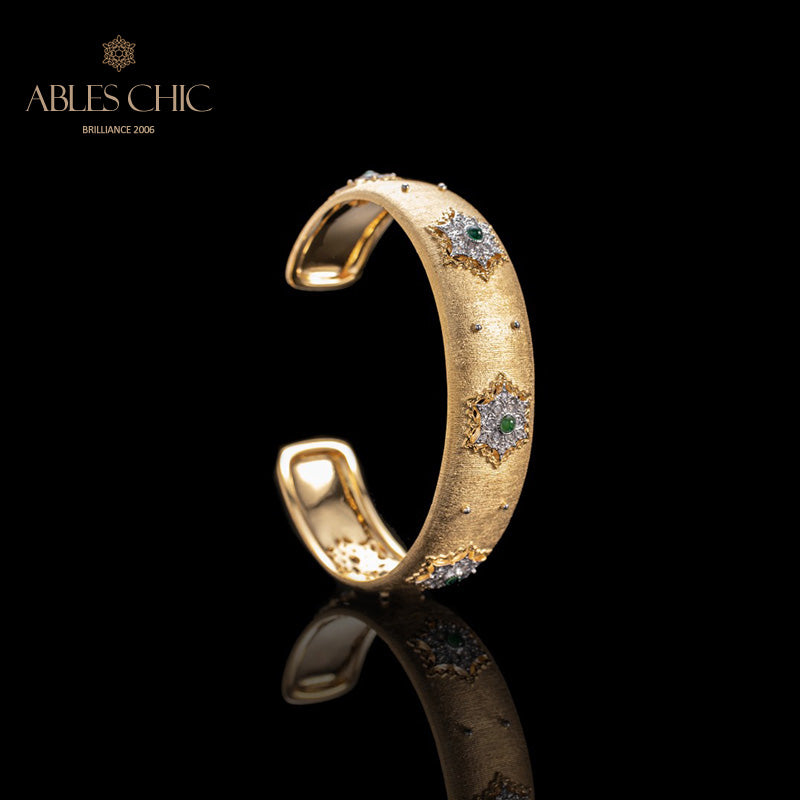 Florales Smaragd-Seidenarmband 6039